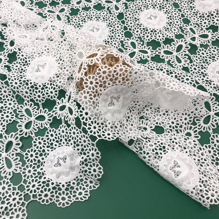 High quality water soluble lace fabric for women's clothing with circular embroidery milk silk guipure embroidery fabric