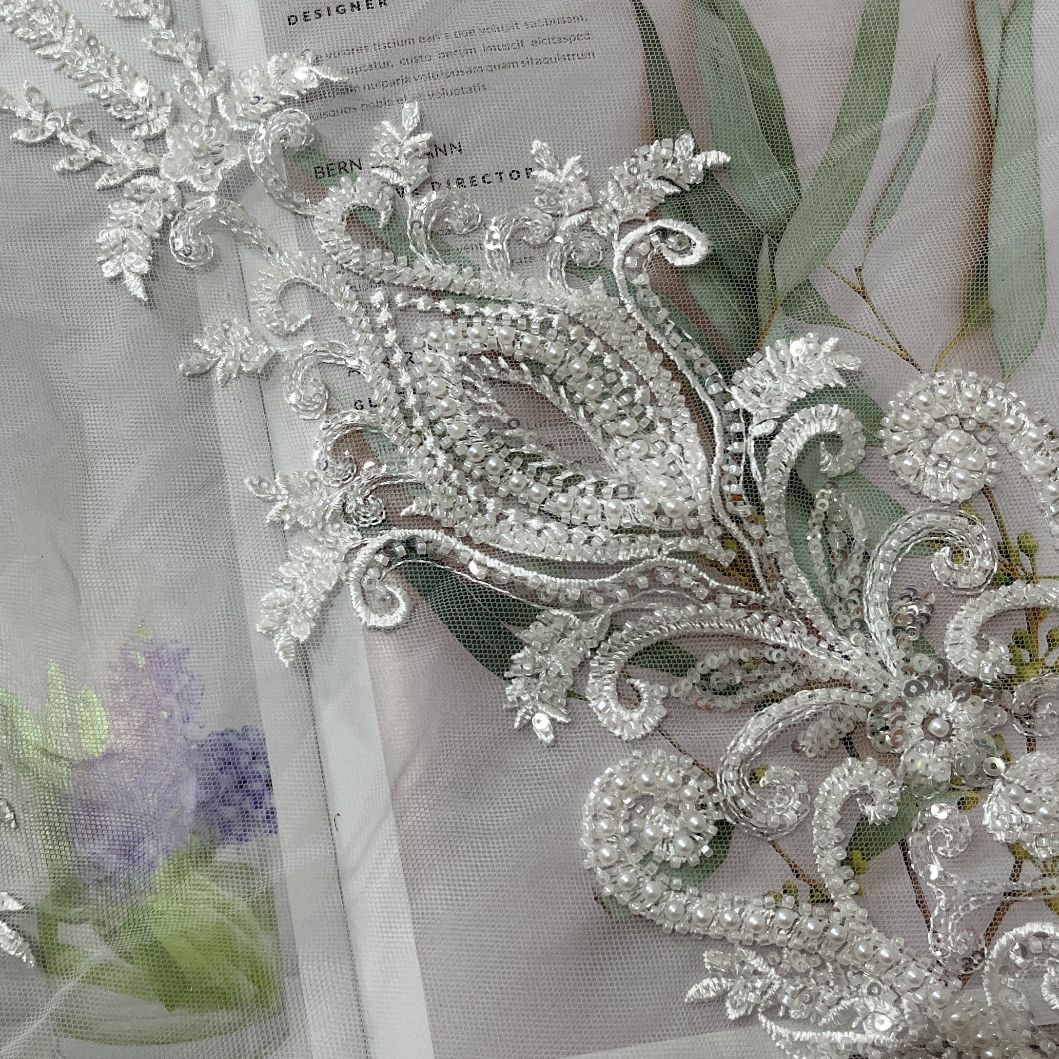White lace fabric for wedding dress