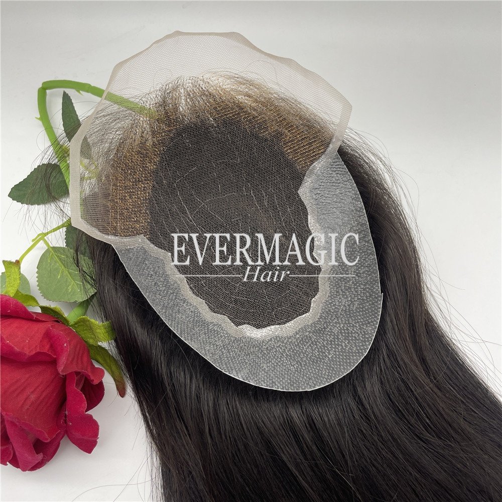 Wholesale High Quality Virgin Remy Human Hair Cuticle Aligned Q6 Women Hair Topper Swiss Lace Women Toupee with Pu around