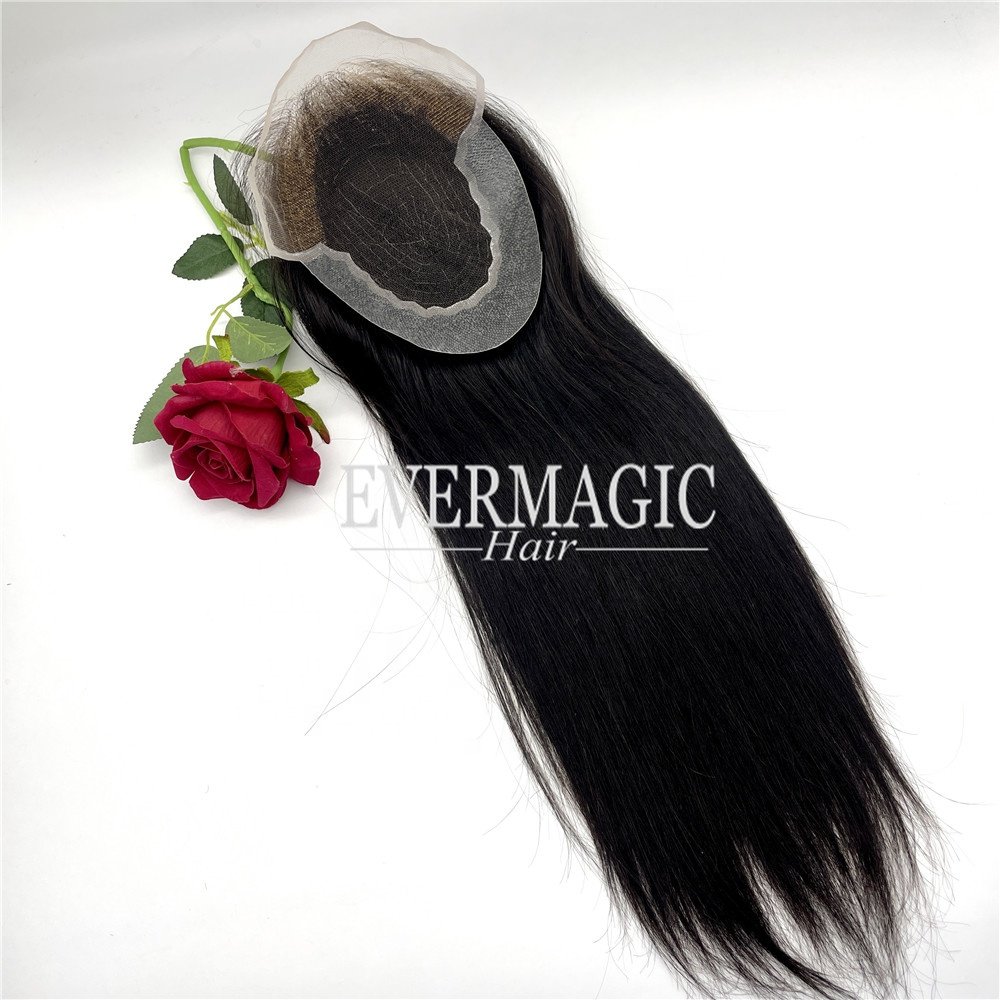 Wholesale High Quality Virgin Remy Human Hair Cuticle Aligned Q6 Women Hair Topper Swiss Lace Women Toupee with Pu around