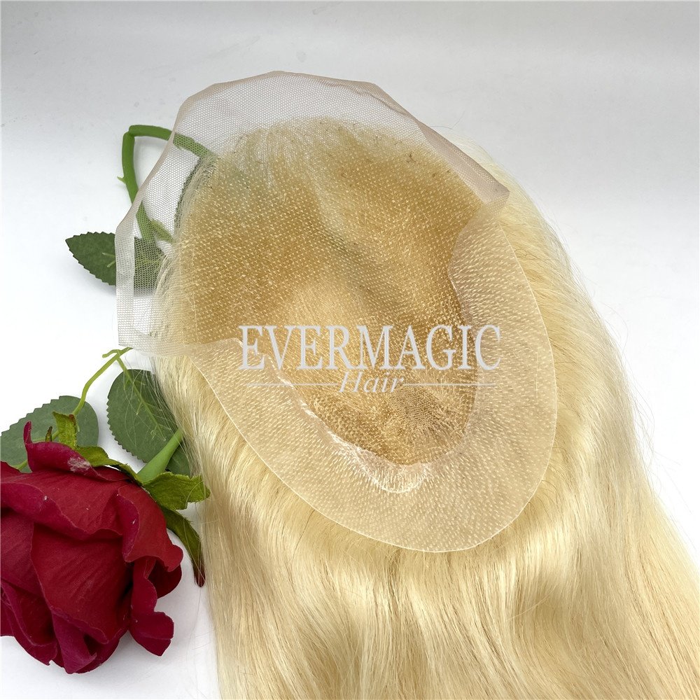 Wholesale High Quality Virgin Remy Human Hair Cuticle Aligned Q6 Women Hair Topper Swiss Lace Women Toupee with Pu around