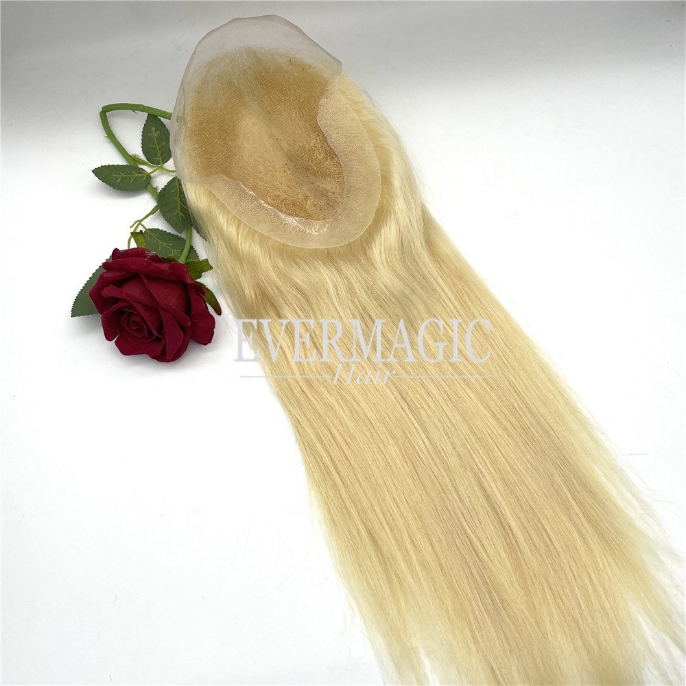 Wholesale High Quality Virgin Remy Human Hair Cuticle Aligned Q6 Women Hair Topper Swiss Lace Women Toupee with Pu around