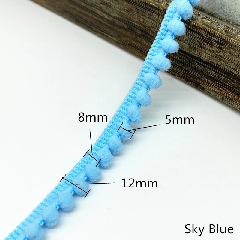 Pom Trim Ball 11 mm Pompom Fringe Ribbon Sewing Lace Kinted Fabric Handmade Craft Accessories