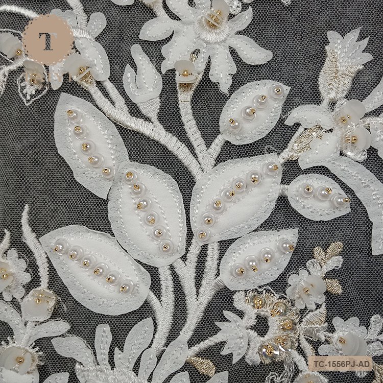 OEM 3D Flowers New Design Embroidered Lace Handwork Embroidery Designs With Net Fabric