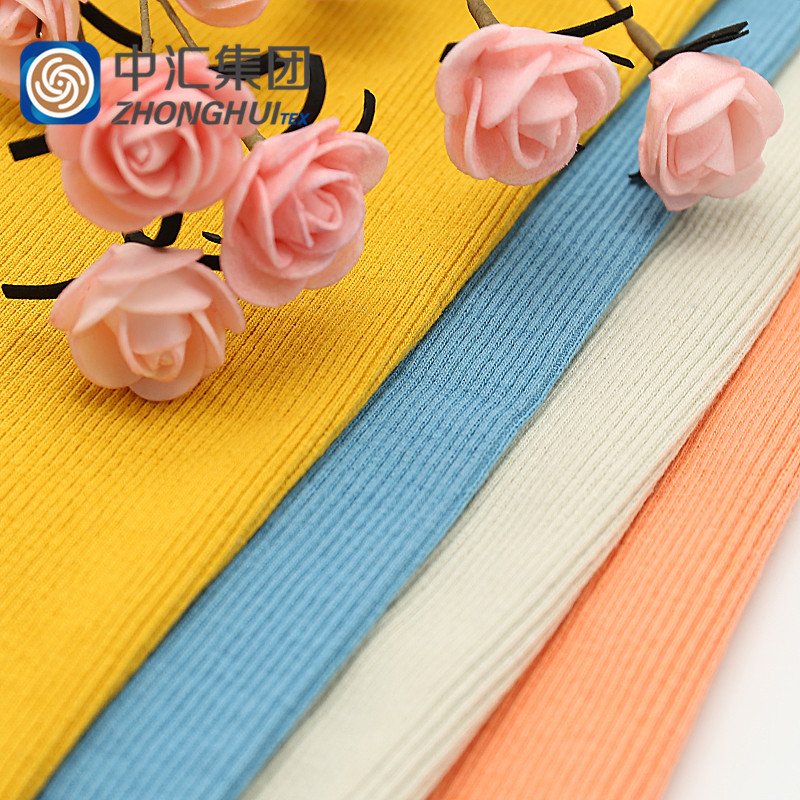 Stock Fabric Best Seller Cotton 2X2 Spandex Rib Knitted Single Jersey Fabric For T-Shirt