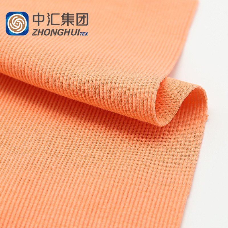 Stock Fabric Best Seller Cotton 2X2 Spandex Rib Knitted Single Jersey Fabric For T-Shirt