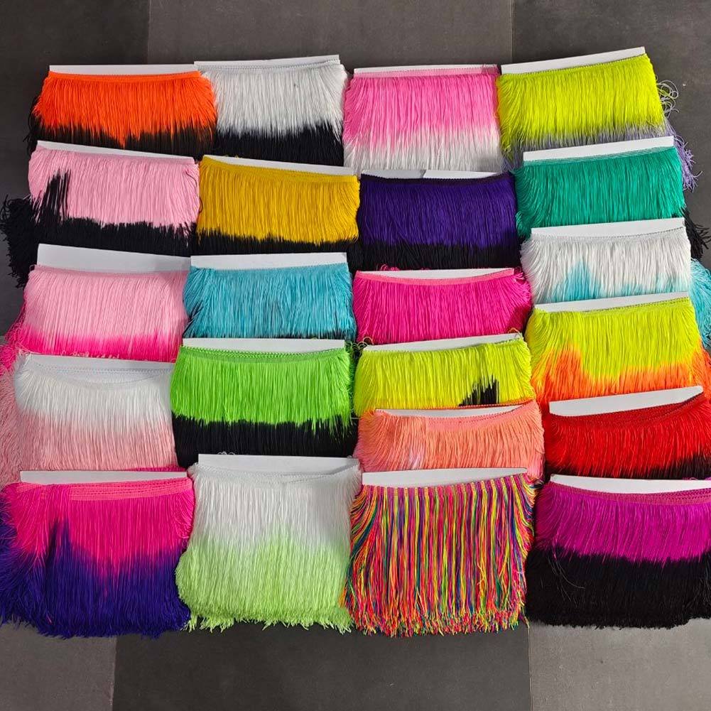 Width 20 cm Chinlon 2 Color Two Tone Vertical Latin Dress Fringe Tassel Lace Trim For Clothing Accessories Home Textiles Curtain