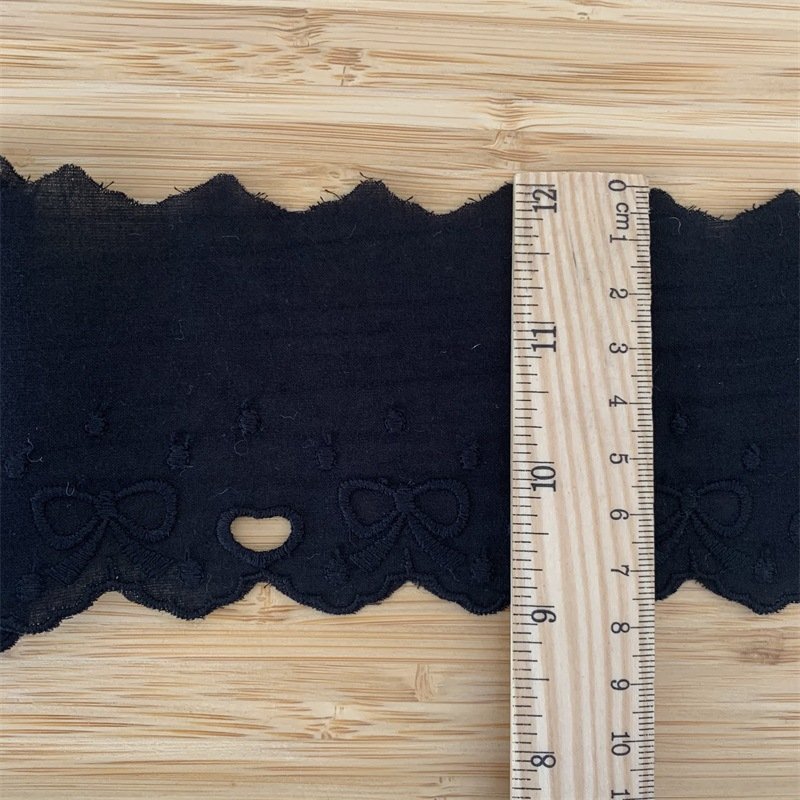 Wholesale Price 7.5cm width trimmings heart bow cotton embroidery Lace Trim fabrics for Lolita dresses Clothing accessories