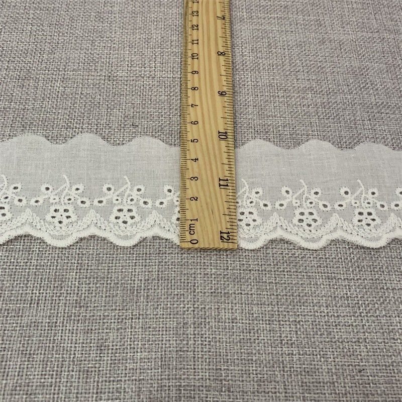 Wholesale Price 7.5cm width trimmings heart bow cotton embroidery Lace Trim fabrics for Lolita dresses Clothing accessories