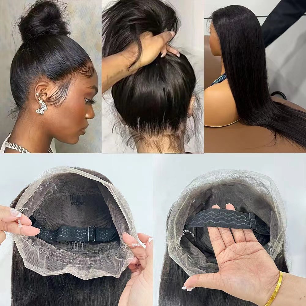 Factory-sell New product Natural color 360 Transparent full frontal lace wig with adjustable strand Glueless wigs for woman