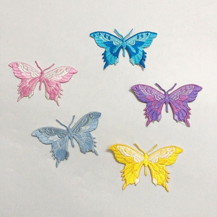 Multi colors embroidered butterfly lace applique patch iron on LT2663A