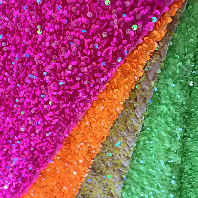 Multi-Color Embroidered Satin Lace Fabric with 5mm Glitter Woven Sequin Flannelette for Shoes Bags Toys Dresses Weddings Boys