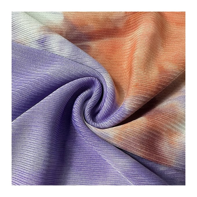 Dress Rib Fabric Direct Factory Price Poly Span Printed Rib 2x2 Ribbed Floral Polyester 7 Spandex 93 Free Stretch Fabric Knitted