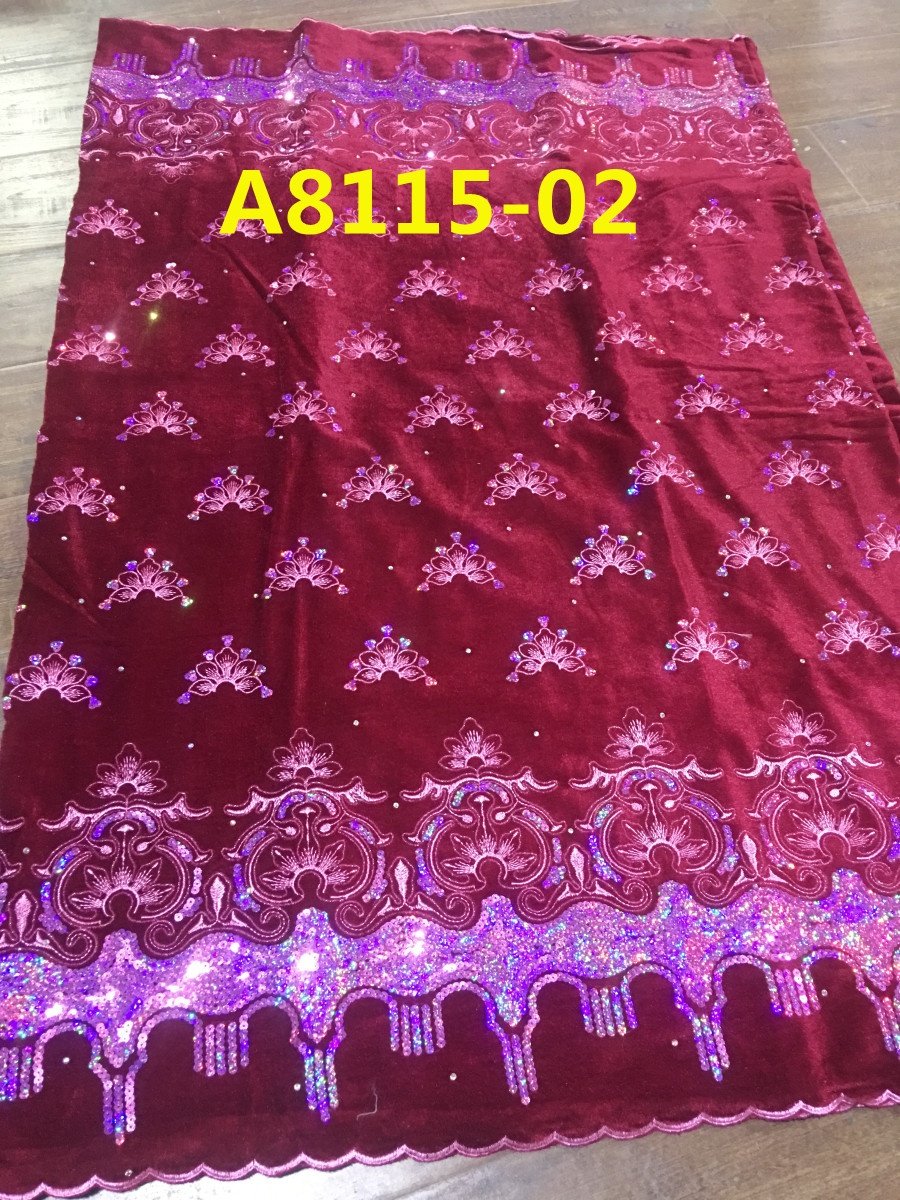 ACI African Velvet Lace Fabric With Sequence Soft Quality African Lace Fabric 2023 New Design Custom Made