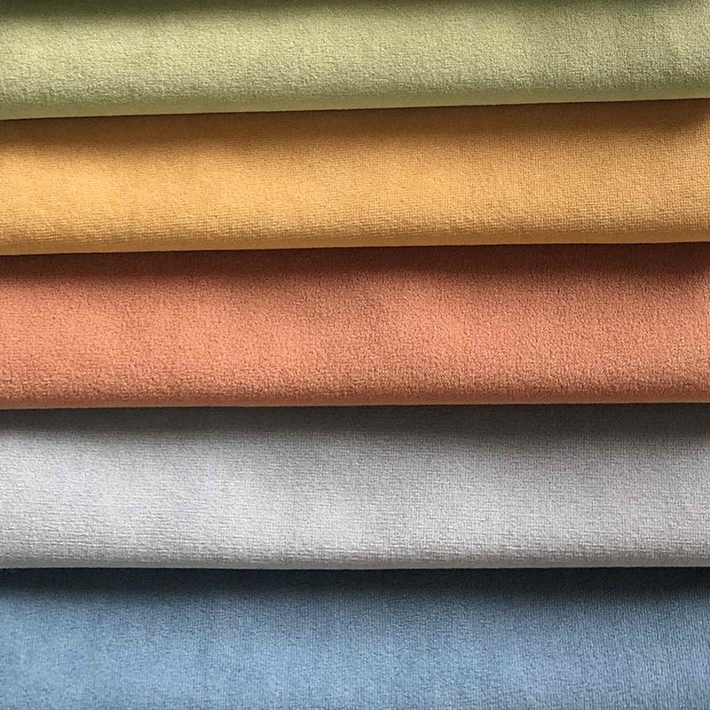 Langsum # Alcanta# High Quality Holland Velvet Custom Rib Knit Polyester Double Knitted 45D velvet sofa fabric