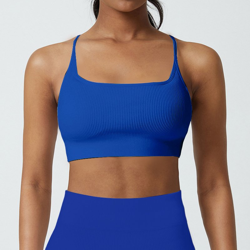 High Support Seamless U Neck Fitness Gym Workout Yoga Rib Sports Bra for Women