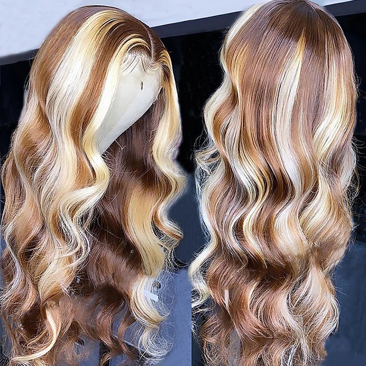 Human Hair Transparent Hd Full Lace Wig,With Baby Hair Hd Highlight Lace Front Wig,Virgin Glueless Ombre Blonde Color Lace Wigs