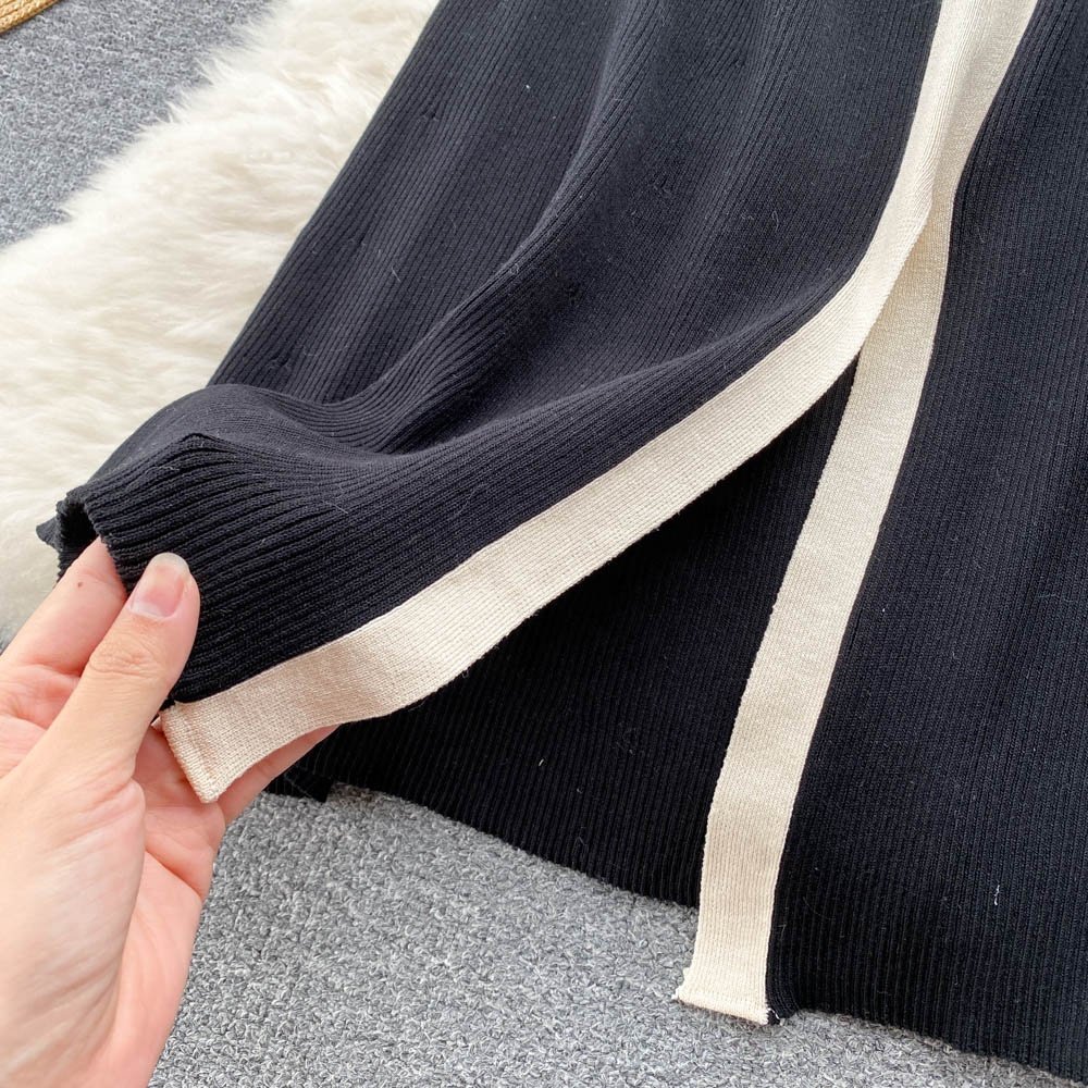 2024 Short Sleeve V-neck Color Blocking Sheath Dress Summer Contrast Color Dress Ladies ELEGANT Dress Clothes Women Wholesale