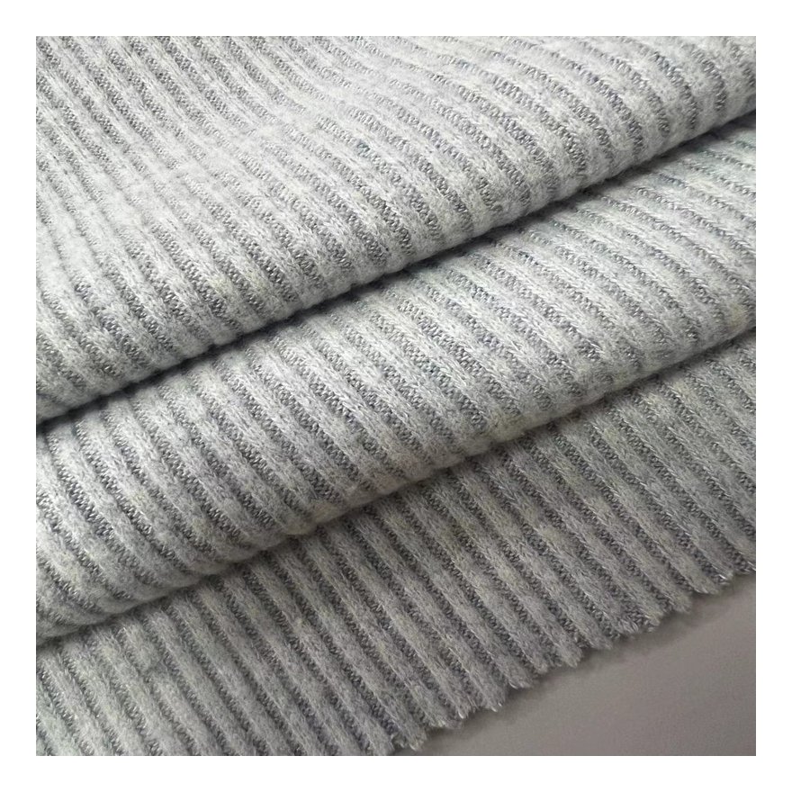 Raw material 305GSM rayon polyester spandex knitting thick needle viscose ribbed fabric for winter cardigan