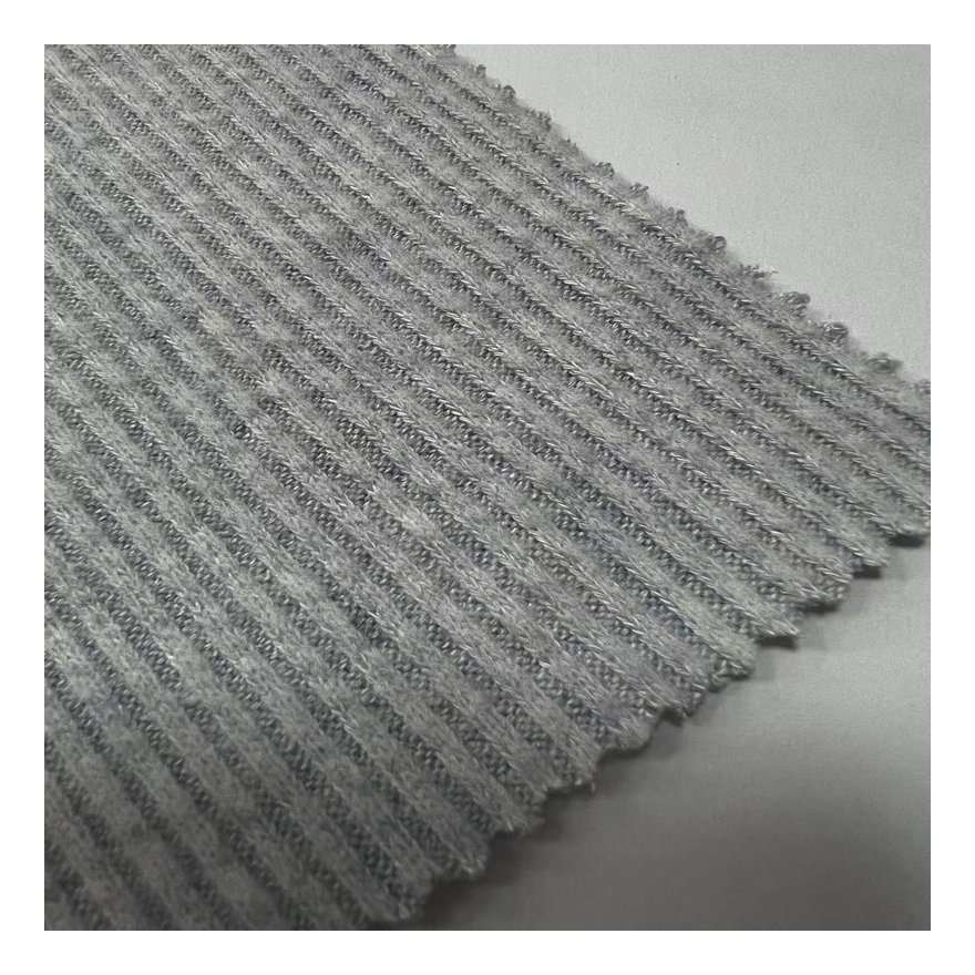 Raw material 305GSM rayon polyester spandex knitting thick needle viscose ribbed fabric for winter cardigan