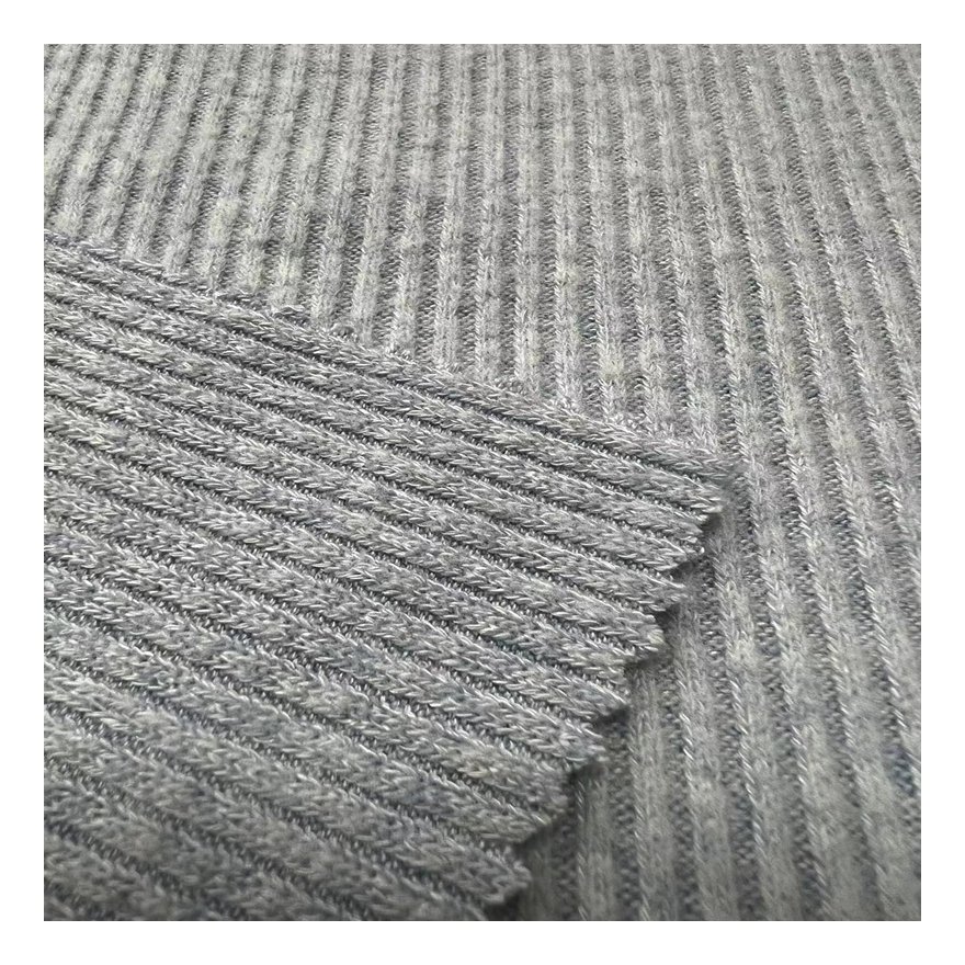 Raw material 305GSM rayon polyester spandex knitting thick needle viscose ribbed fabric for winter cardigan