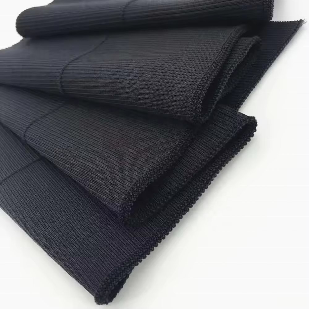 2*1 Rib Knitting Eco-friendly Polyester Plain Knitting Solid Color Cuff Hem Rib