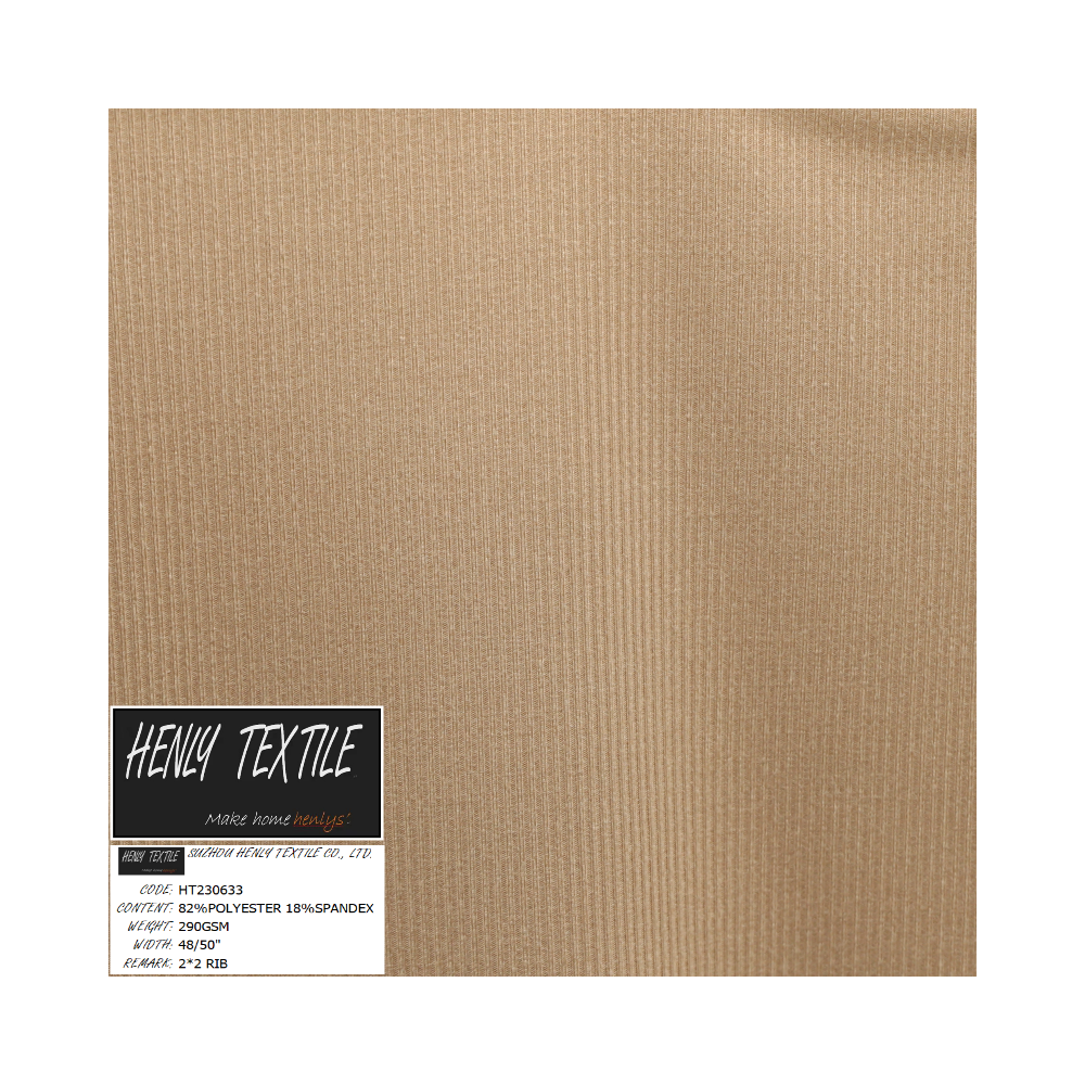 HT230633 82%POLYESTER 18%ELASTANE 290GSM RIB FABRIC FOR CUFF
