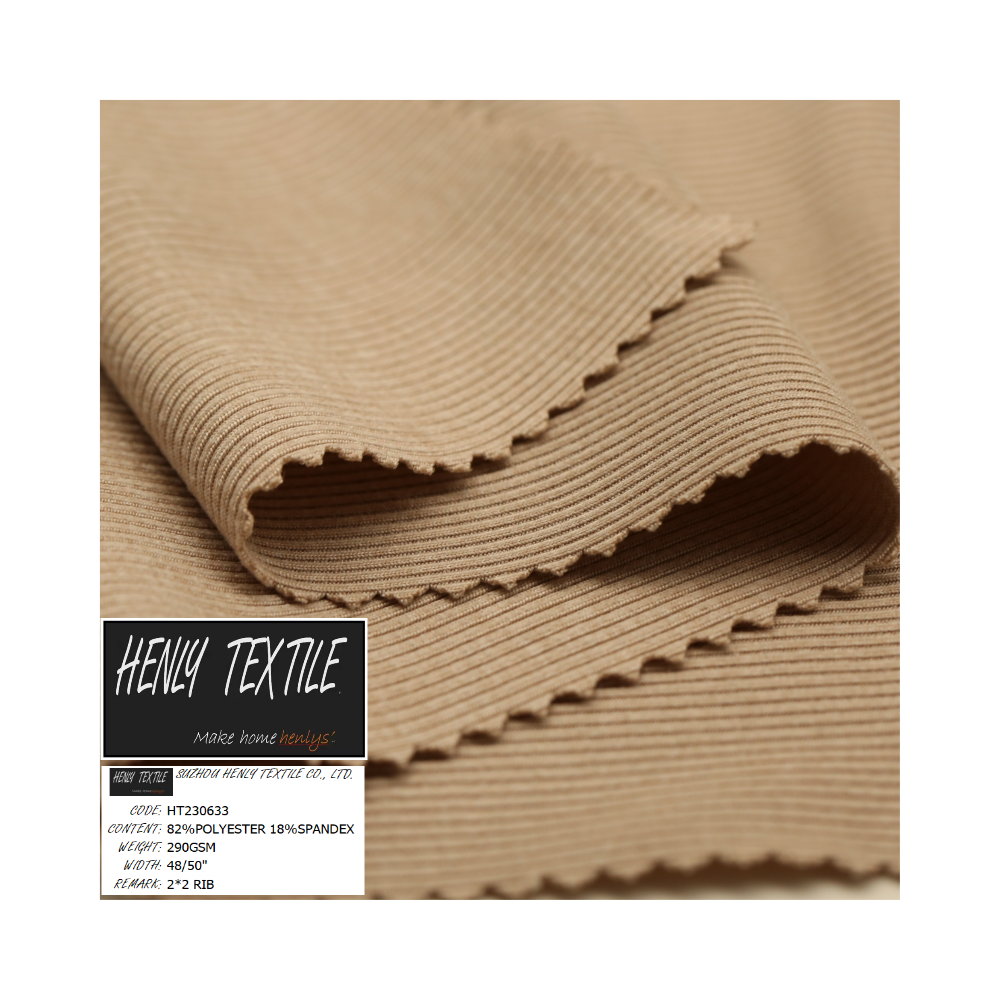 HT230633 82%POLYESTER 18%ELASTANE 290GSM RIB FABRIC FOR CUFF