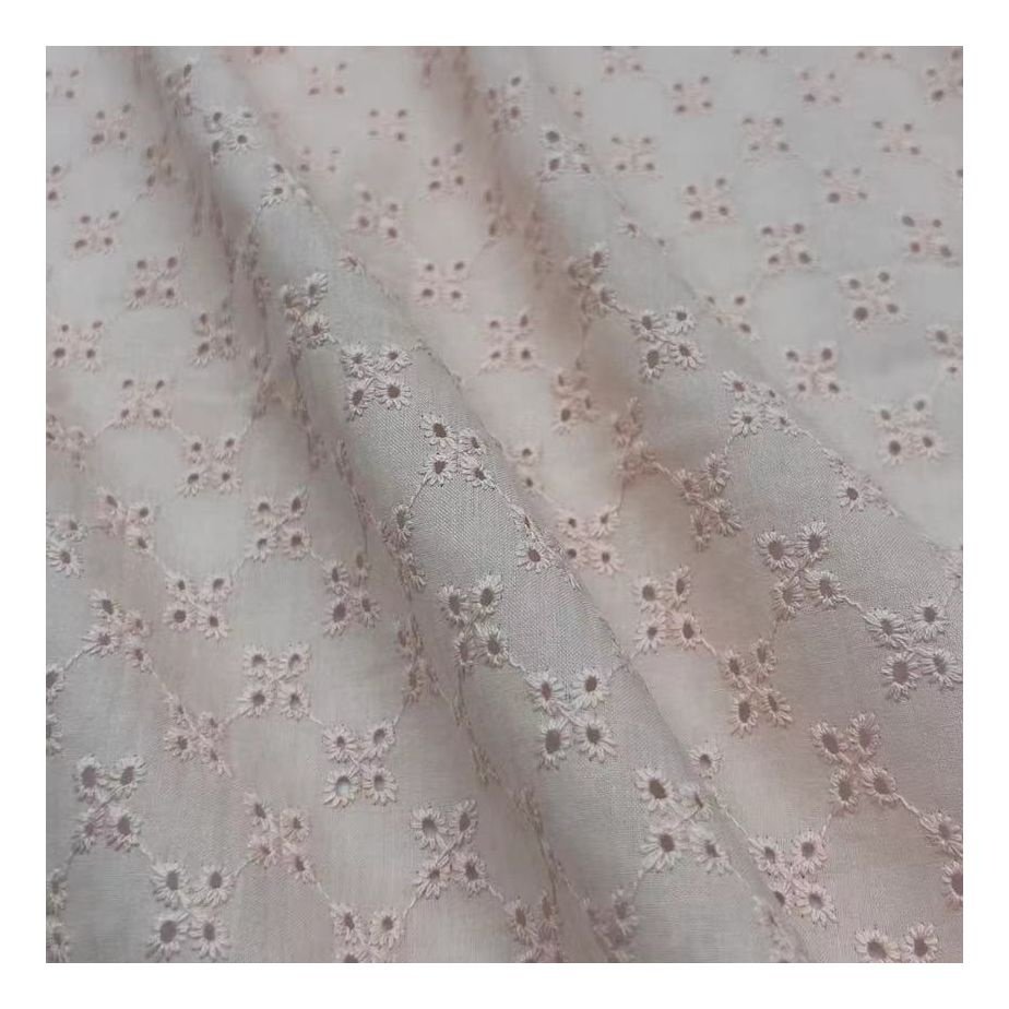 China textile cloth embroidered swiss voile eyelet 100% cotton embroidery fabric for women dress