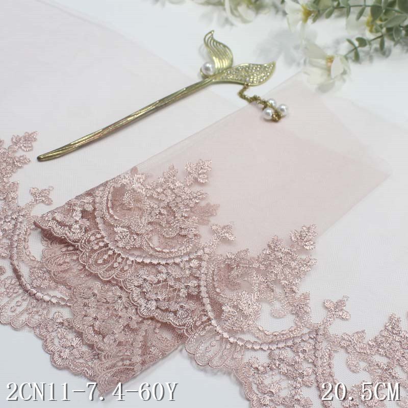 Latest OEM 3D Embroidery Net Lace 17CM Coloful Flower Tulle Lace Trim Black Pink Mesh Lace Fabrics For Bra