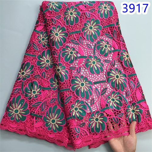 New Guipure Lace Fabric 2024 5 Yards High Quality African Guipure Cord Lace Fabric Stones For Diy Sew Party Dress 3918
