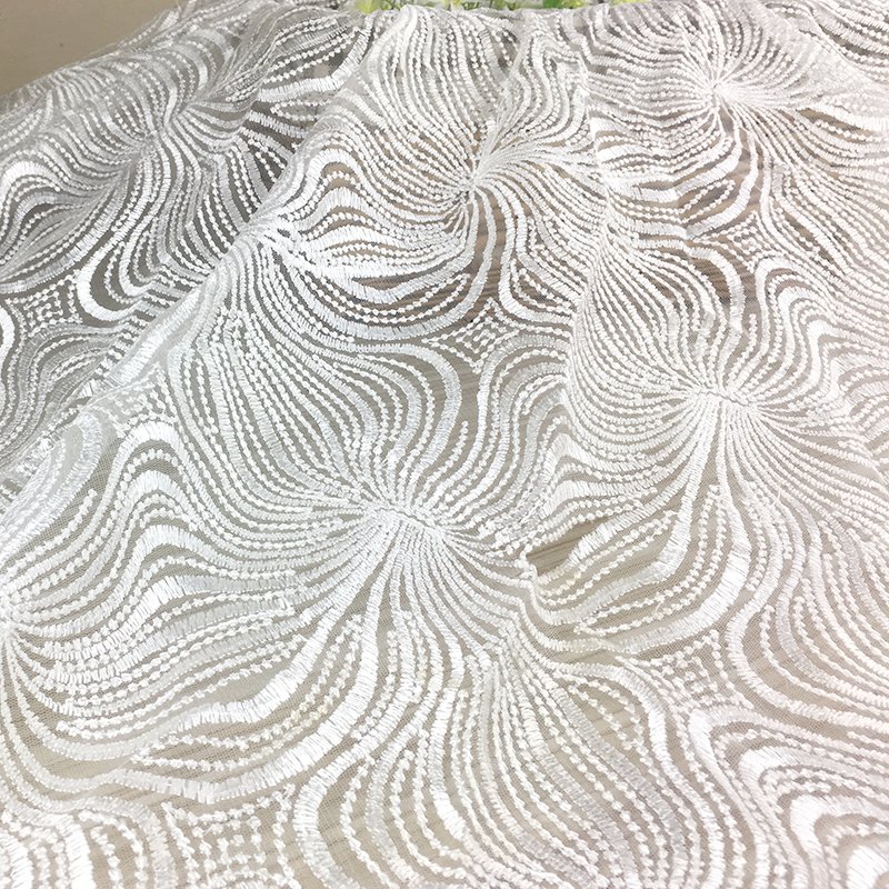 Factory wholesale big flower embroidery lace fabric for dress