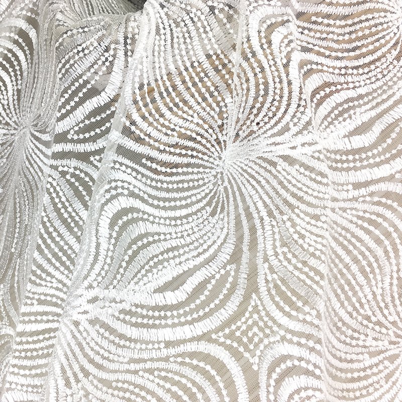Factory wholesale big flower embroidery lace fabric for dress