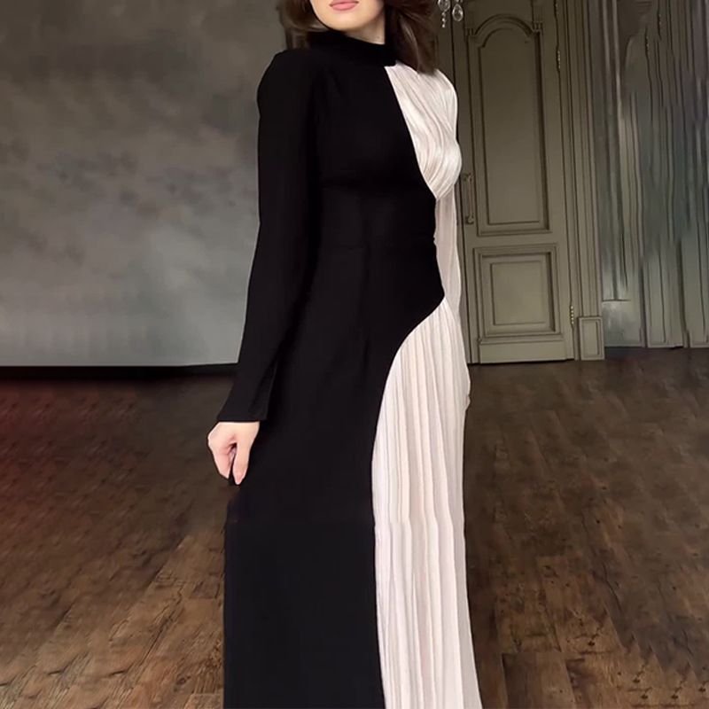 Droma high fashion off shoulder long sleeves big swing maxi length pink lace night sexy dress for women