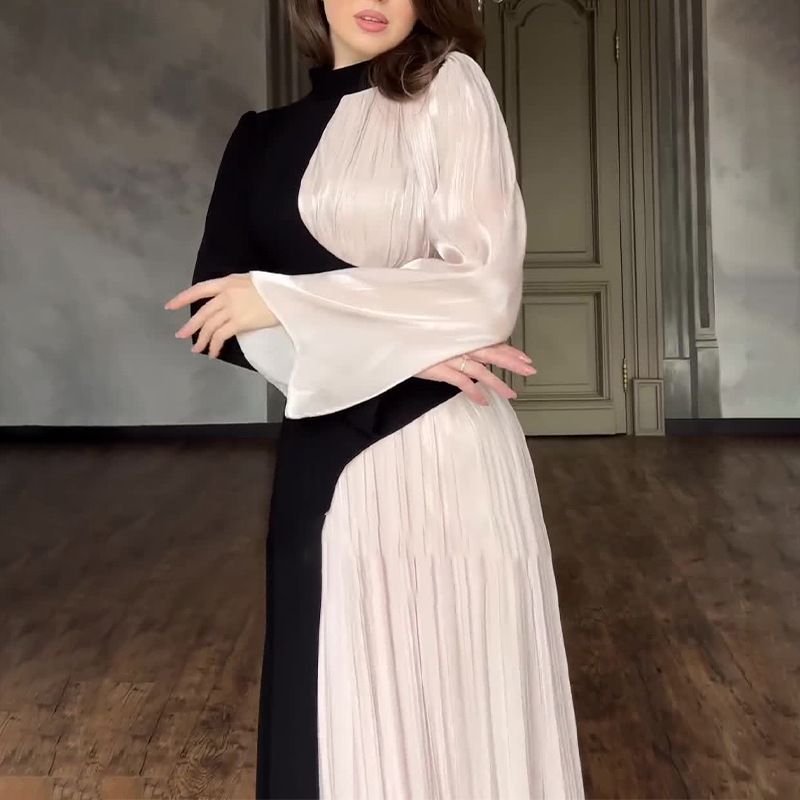 Droma high fashion off shoulder long sleeves big swing maxi length pink lace night sexy dress for women