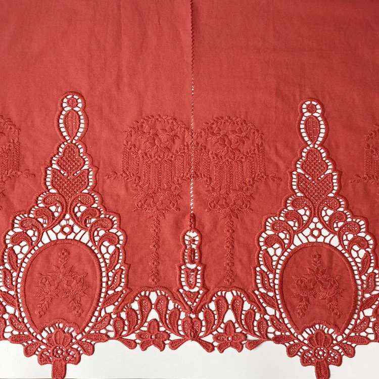 Harvest 100% organic cotton voile dyed chemical border embroidery cotton lace fabric from manufacturer