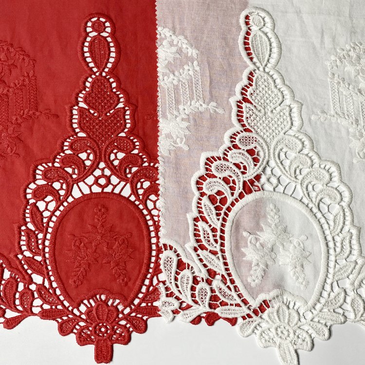 Harvest 100% organic cotton voile dyed chemical border embroidery cotton lace fabric from manufacturer