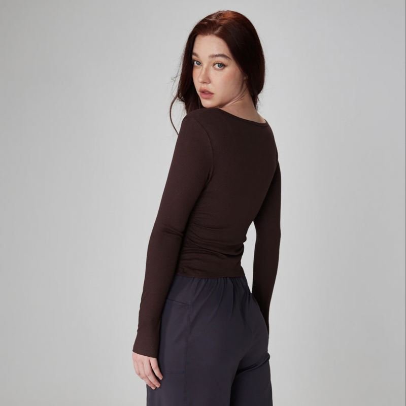 Women's Custom Modal rib Lightweight Gym Tops Quick Dry Workout T-Shirts Long Sleeves Breathable Active Outfit yoga shirts top
