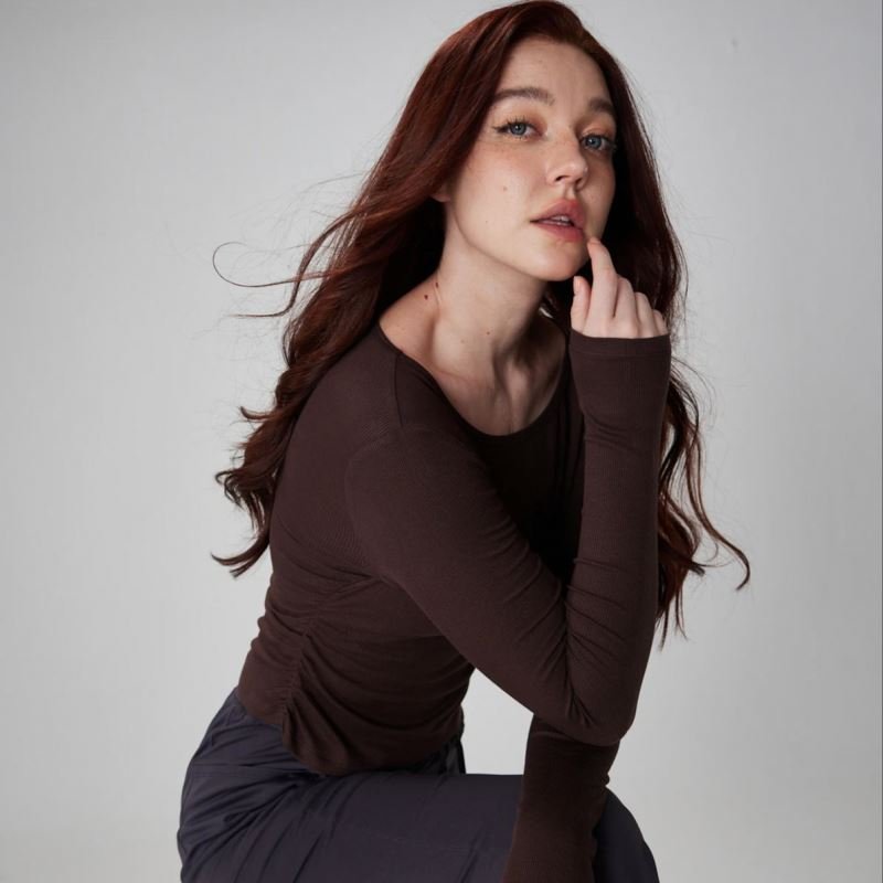Women's Custom Modal rib Lightweight Gym Tops Quick Dry Workout T-Shirts Long Sleeves Breathable Active Outfit yoga shirts top