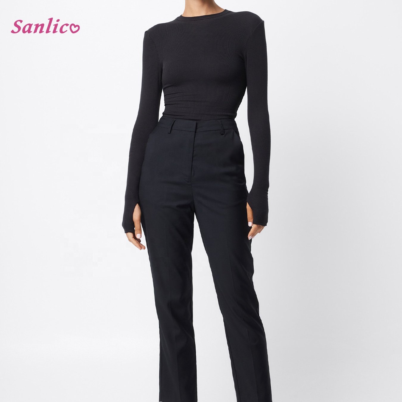 Women Long Sleeve Crewneck Rib Knit Slim Fit Shirts Basic Tee Tops 2024 Casual T-Shirt Going Out Workout Outfits