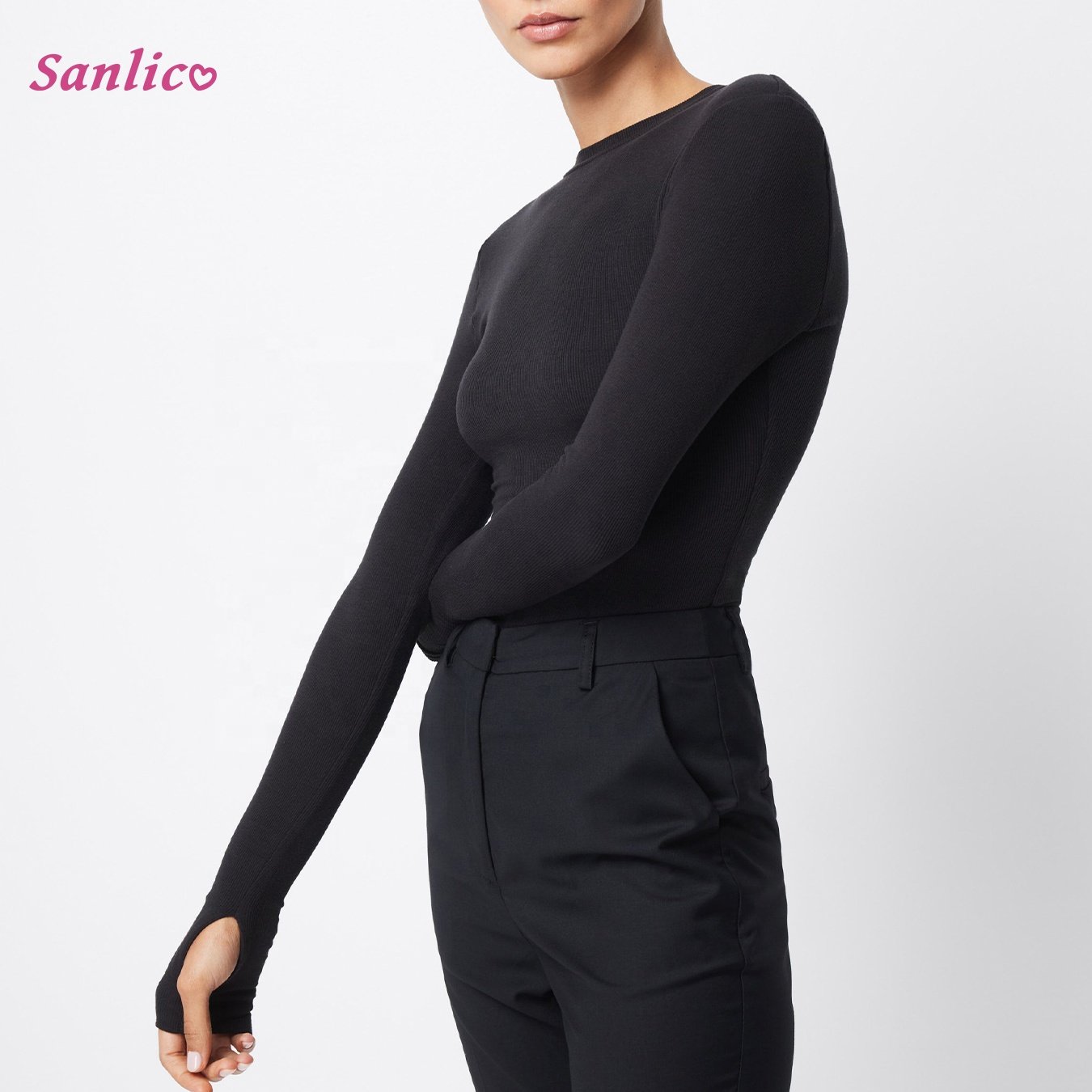 Women Long Sleeve Crewneck Rib Knit Slim Fit Shirts Basic Tee Tops 2024 Casual T-Shirt Going Out Workout Outfits