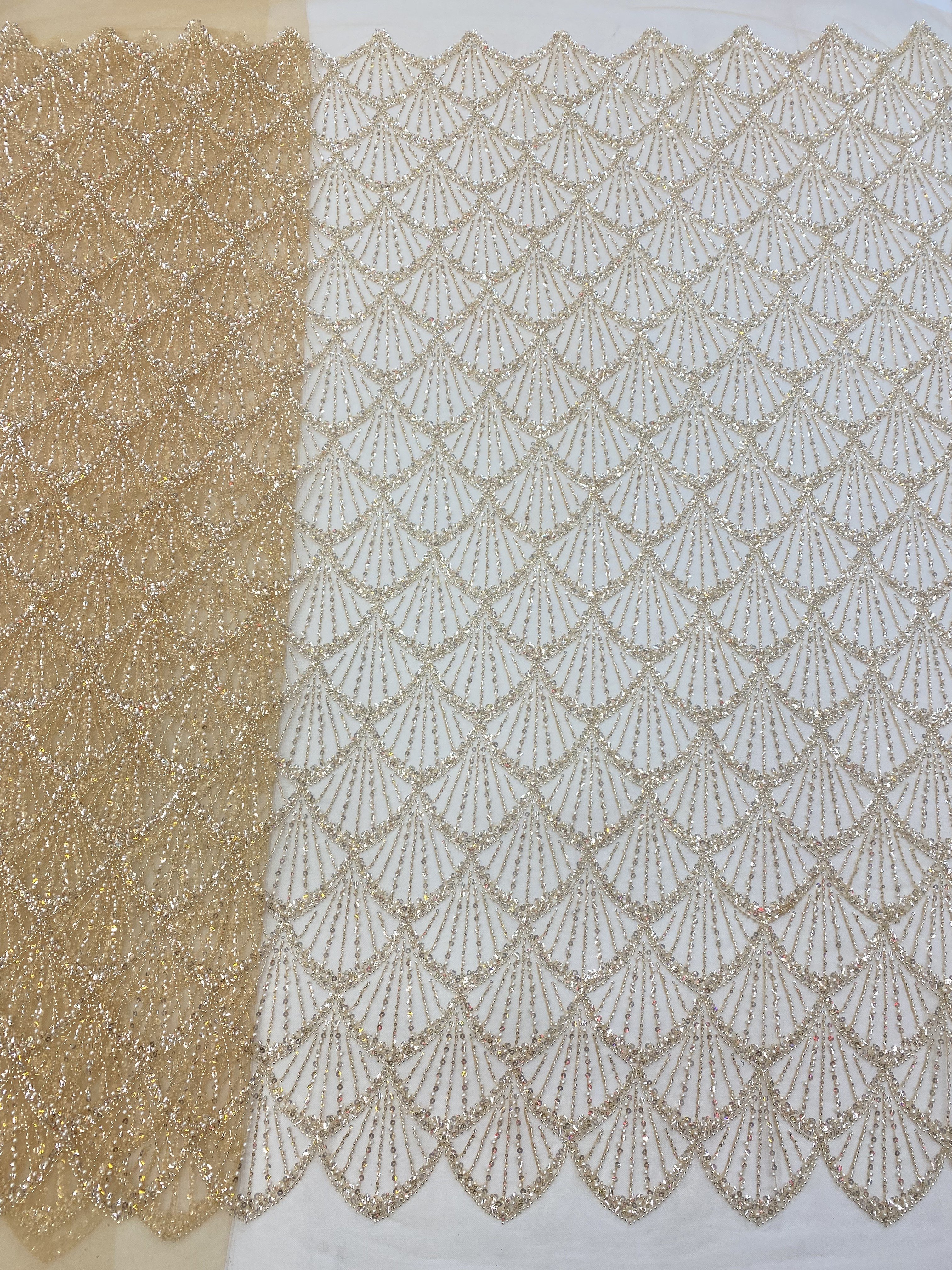 NI.AI Beaded Lace Fabric Luxury Lace Fabrics Sequin Fabric For Women Wedding Dress Bridal tulle sequins lace with beaded