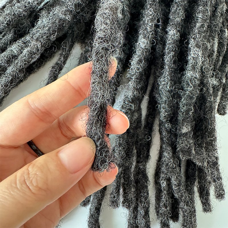 In Stock Indian Human Hair 1b with grey locks Full Lace Base Toupee Prosthesis Afro Braiding Wigs With 6inch Dreadlocks For Man