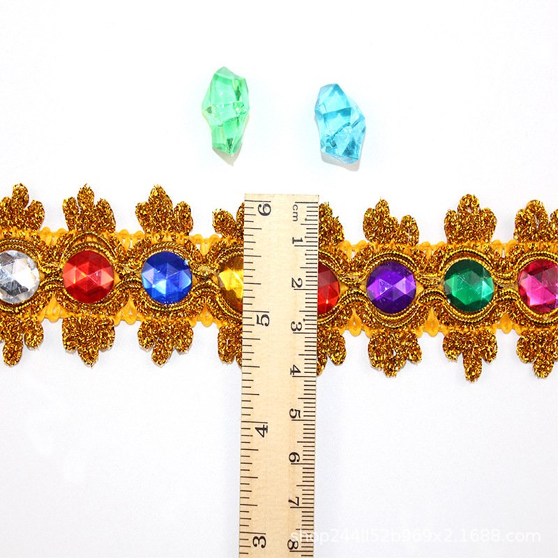 Golden gemstone lace soft decoration colored gold and silver silk lace clothing accessories three flower lace