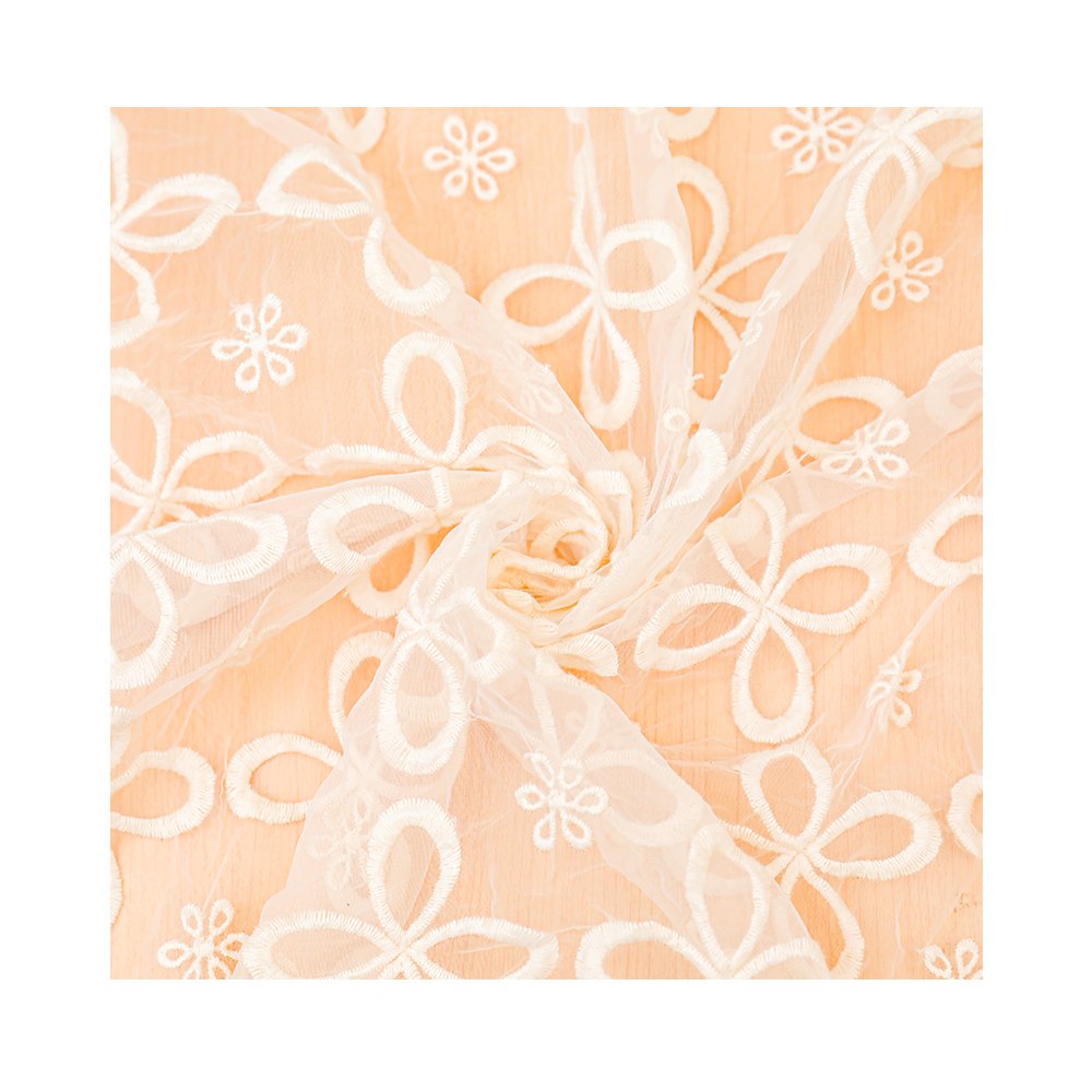 supply competitive price flat embroidery fabric cotton voile floral flat lace embroidery Embroidered Fabric for dress