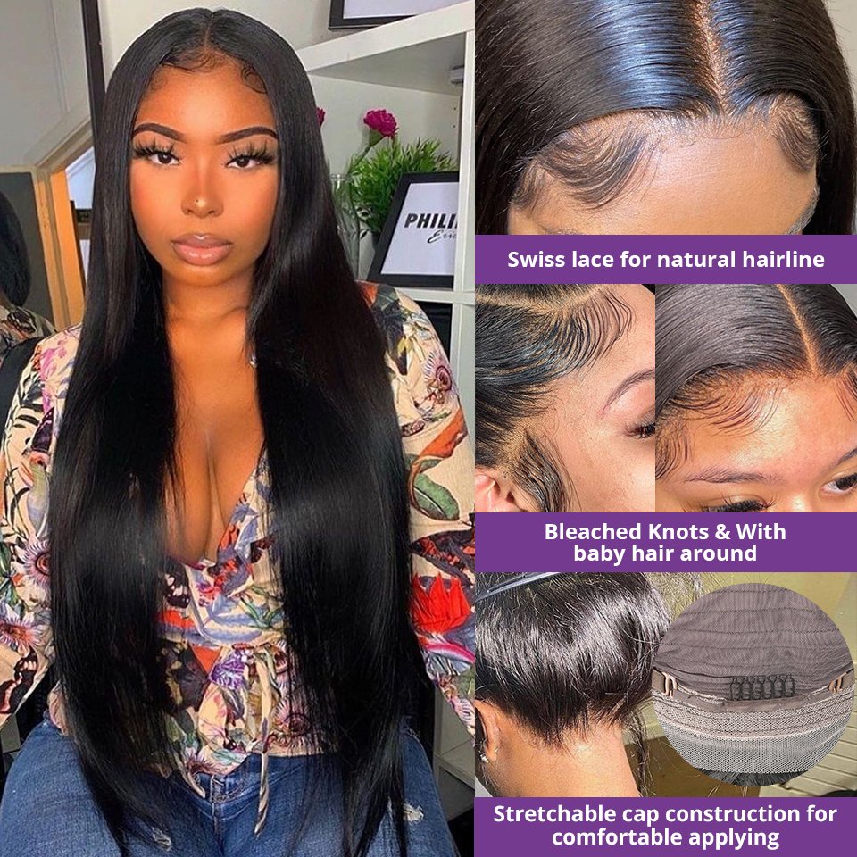 Wholesale Quality HD Lace Frontal Wig Peruvian Hair Straight 13X4 Lace Front Wigs Cuticle Aligned Virgin Hair Extension Wig