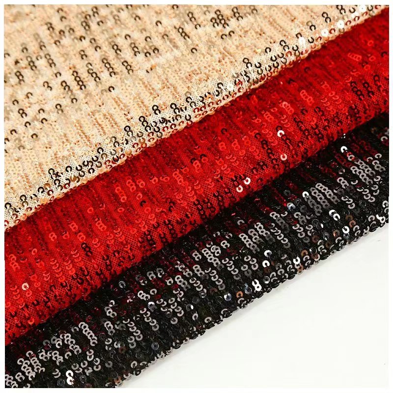Cheap Hot Sale Fabrics Wholesale Stretch Checkerboard Stripe Sequin Fabric Black Fabric Turkey