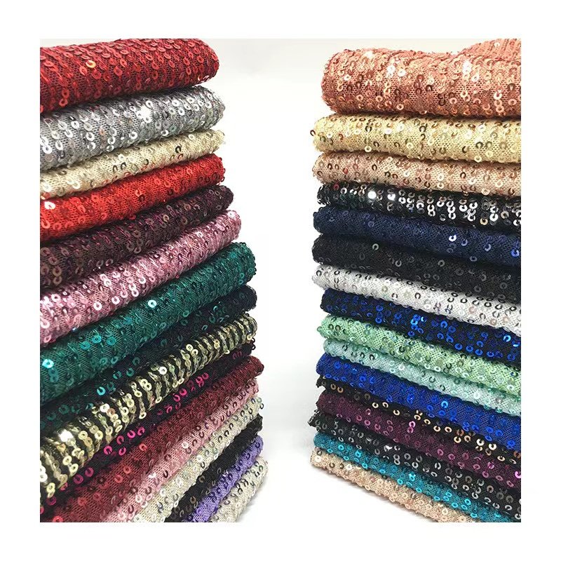Cheap Hot Sale Fabrics Wholesale Stretch Checkerboard Stripe Sequin Fabric Black Fabric Turkey