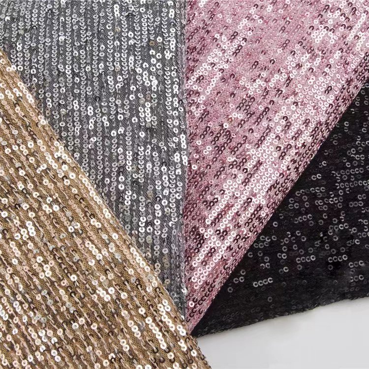 Cheap Hot Sale Fabrics Wholesale Stretch Checkerboard Stripe Sequin Fabric Black Fabric Turkey