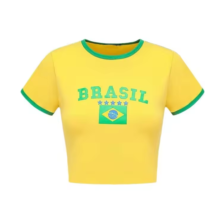 Crop Top Woman 2023 Y2k Baby Tee For Women Brazil Crop Top Y2k Shirts Graphic Tees For Women Vintage 90s Streetwear